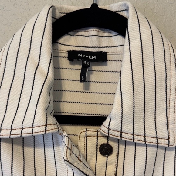 ME+EM Black and Cream Striped Italian Swing Jacket - Picture 4 of 6
